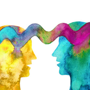 graphic watercolor drawing Telepathy